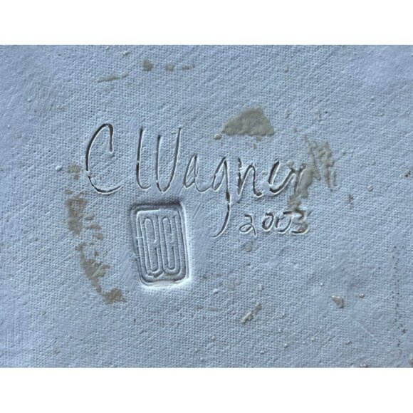 VTG Signed Handcrafted Ceramic Plates Abstract Earth Brushstroke Design Set Of 2 - Picture 13 of 13